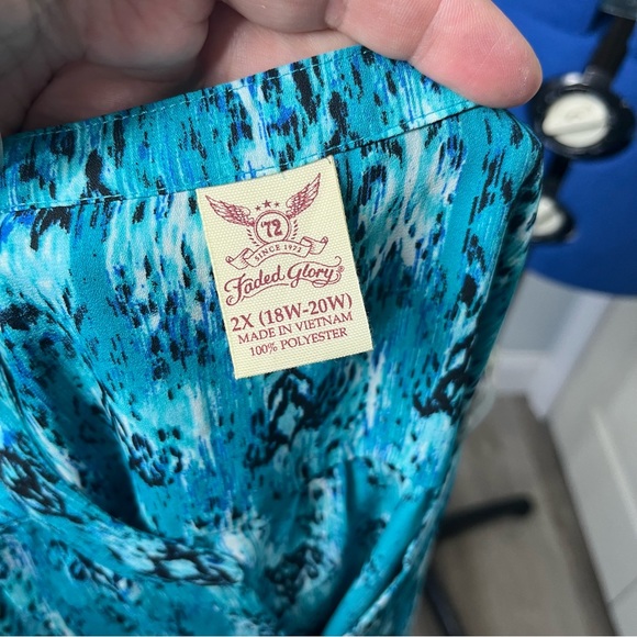 Womens Blue 3/4 sleeve shirt Faded Glory plus size 2XL f - Picture 6 of 8